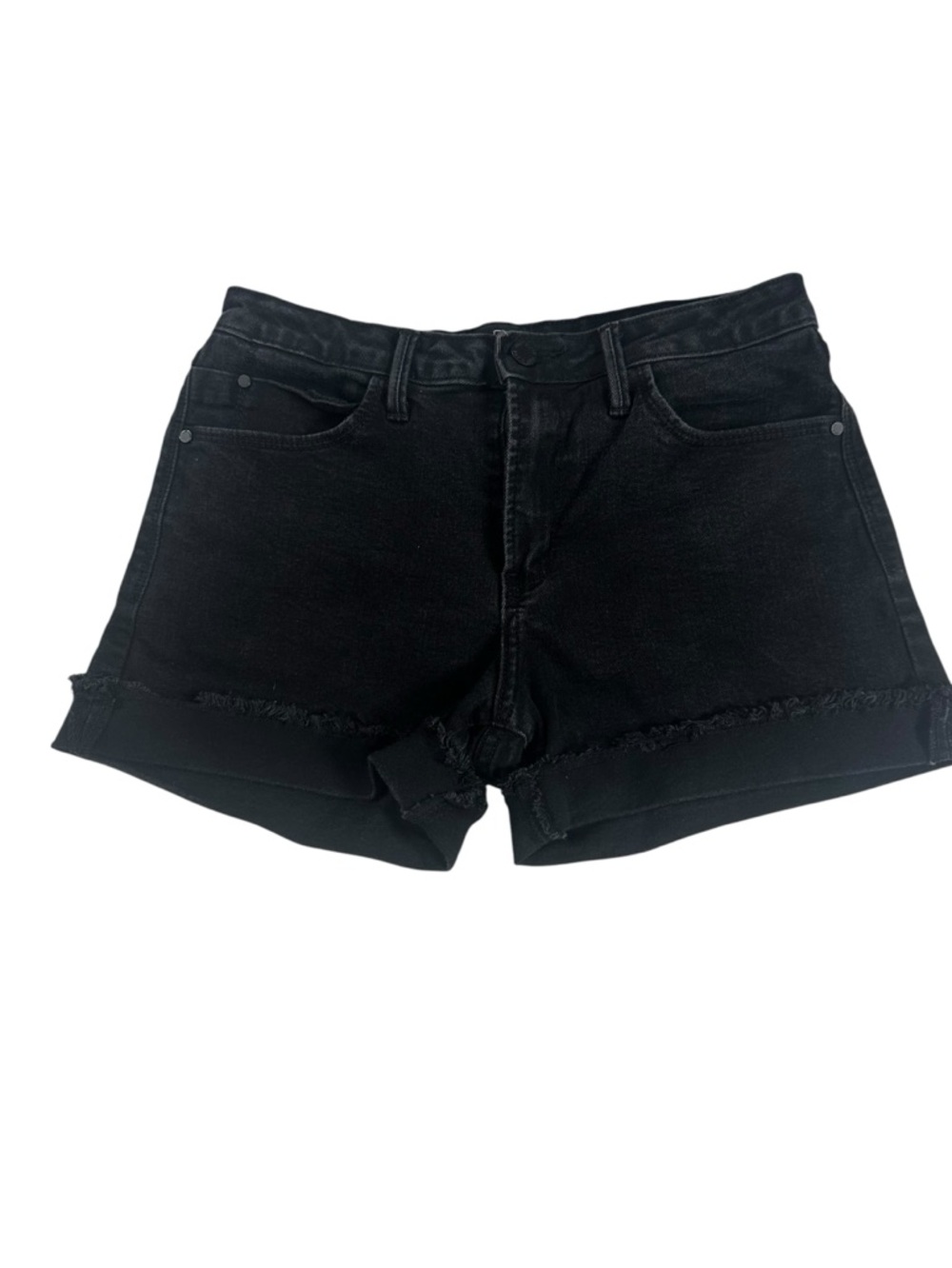 Just Black Cuffed Black Mid Rise Stretch Denim Jean Shorts Size M